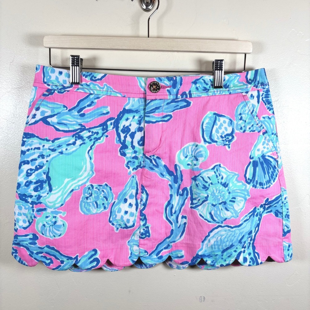 Lilly Pulitzer Colette Skort Pink Blue Pout Barefoot‎ Princess Women's 6 Coastal